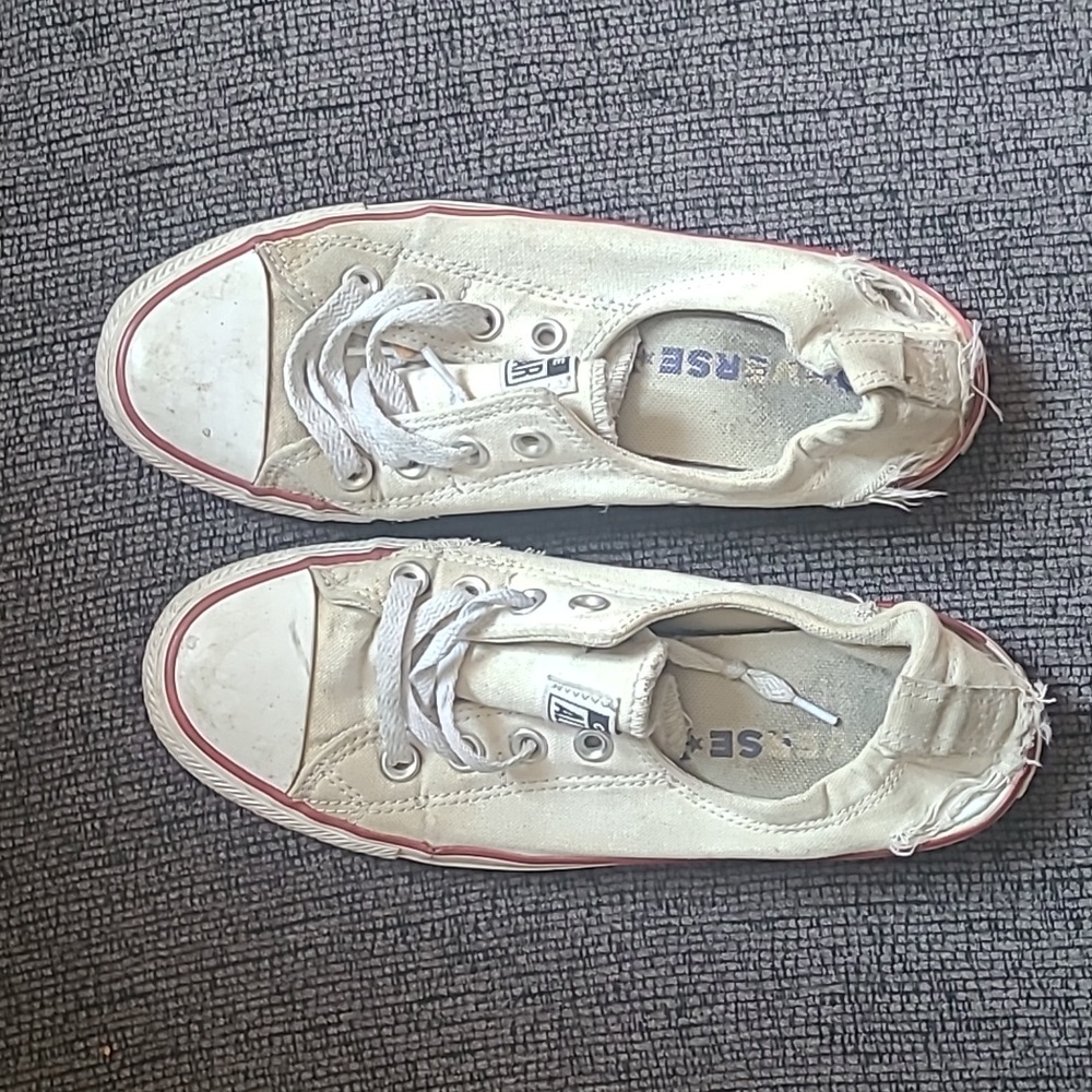 White Converse Shoreline Sneakers Size 8 Well Worn